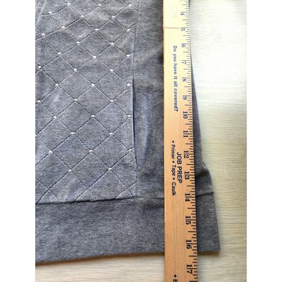 VEST-QUACKER FACTORY-Gray Velour-Sleeveless-Rhinestones-Zipper-SIZE XS - Picture 15 of 15